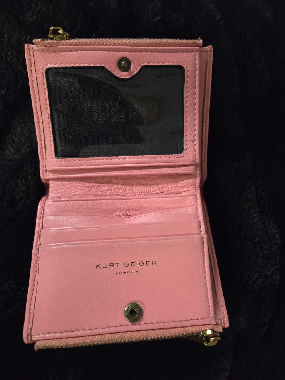 Kurt Geiger Pink Trifold Leather Wallet